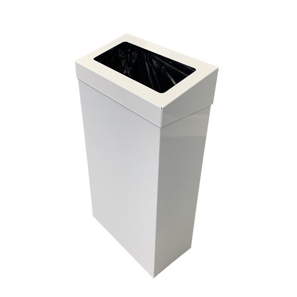 30L Open Top Stainless Steel Washroom Waste Bin in White